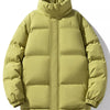 Men's Full Size Padded Stand Collar Winter Coat Plus Size - Yellow-Green