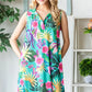 Heimish Full Size Floral Johnny Collar Sleeveless Dress Plus Size - Farnelli
