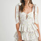 MABLE Floral Print Shoulder Tie Layered Mini Dress - Farnelli