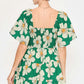 Umgee Full Size Daisy Print Mini Dress with Ribbon Details Plus Size - Farnelli