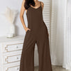 Basic Bae Full Size Spaghetti Strap V-Neck Jumpsuit - Chocolate