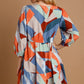 Umgee Abstract V-Neck Tiered Printed Dress - Farnelli