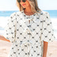 Ezra Bowknot Print Front Knots Bubble Sleeve Blouse - Farnelli