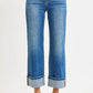 RISEN Full Size Mid Rise Crop Straight Cuffed Jeans Plus Size - Farnelli