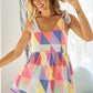 BiBi Multi Color Block Brushed Tied Ribbon Shoulder Top - Farnelli
