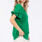 GeeGee Ruffled Short Sleeve V-Neck Blouse - Farnelli