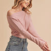 Aemi + Co One Shoulder Long Sleeve Knit Top - Dusty Pink