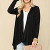 Celeste Full Size Open Front Knit Cardigan - Black
