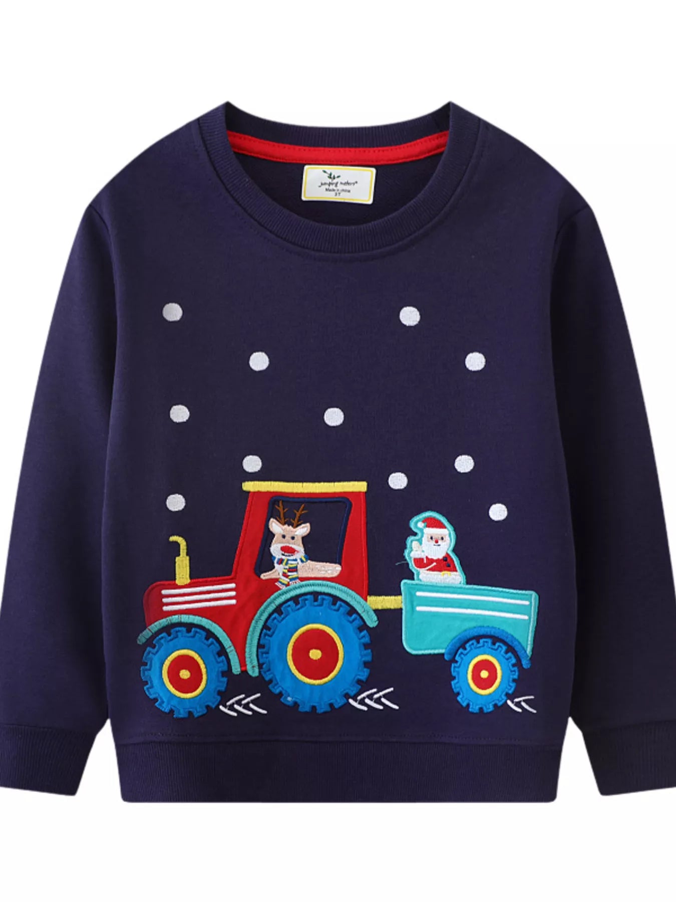 Children's Christmas Embroidered Round Neck Sweatshirt - Farnelli