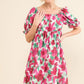 And The Why Smocked Floral Ruffle Short Sleeve Mini Dress - Farnelli