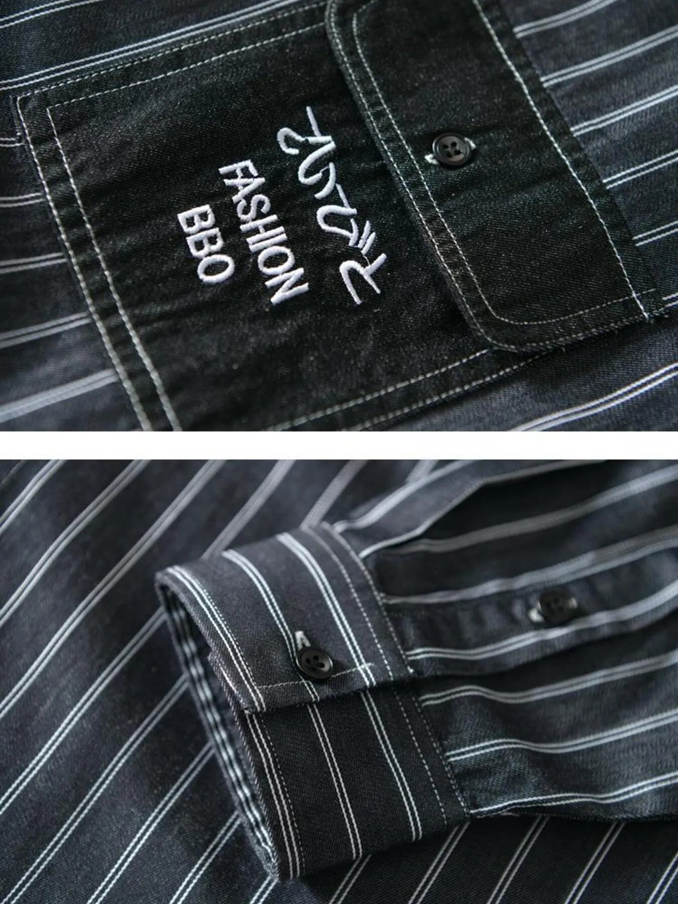 Men's Plus Size Striped Button Up Long Sleeve Shirt - Farnelli