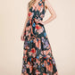 Lime 'N' Chili Floral Print Sleeveless Tie Waist Maxi Dress - Farnelli