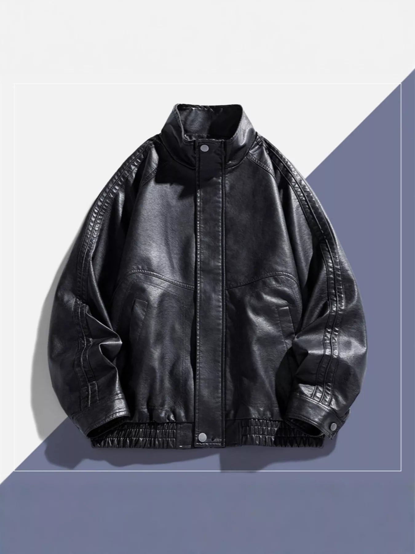 Men's Plus Size Vintage Style Faux Leather Moto Jacket - Farnelli