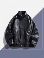 Men's Plus Size Vintage Style Faux Leather Moto Jacket - Farnelli