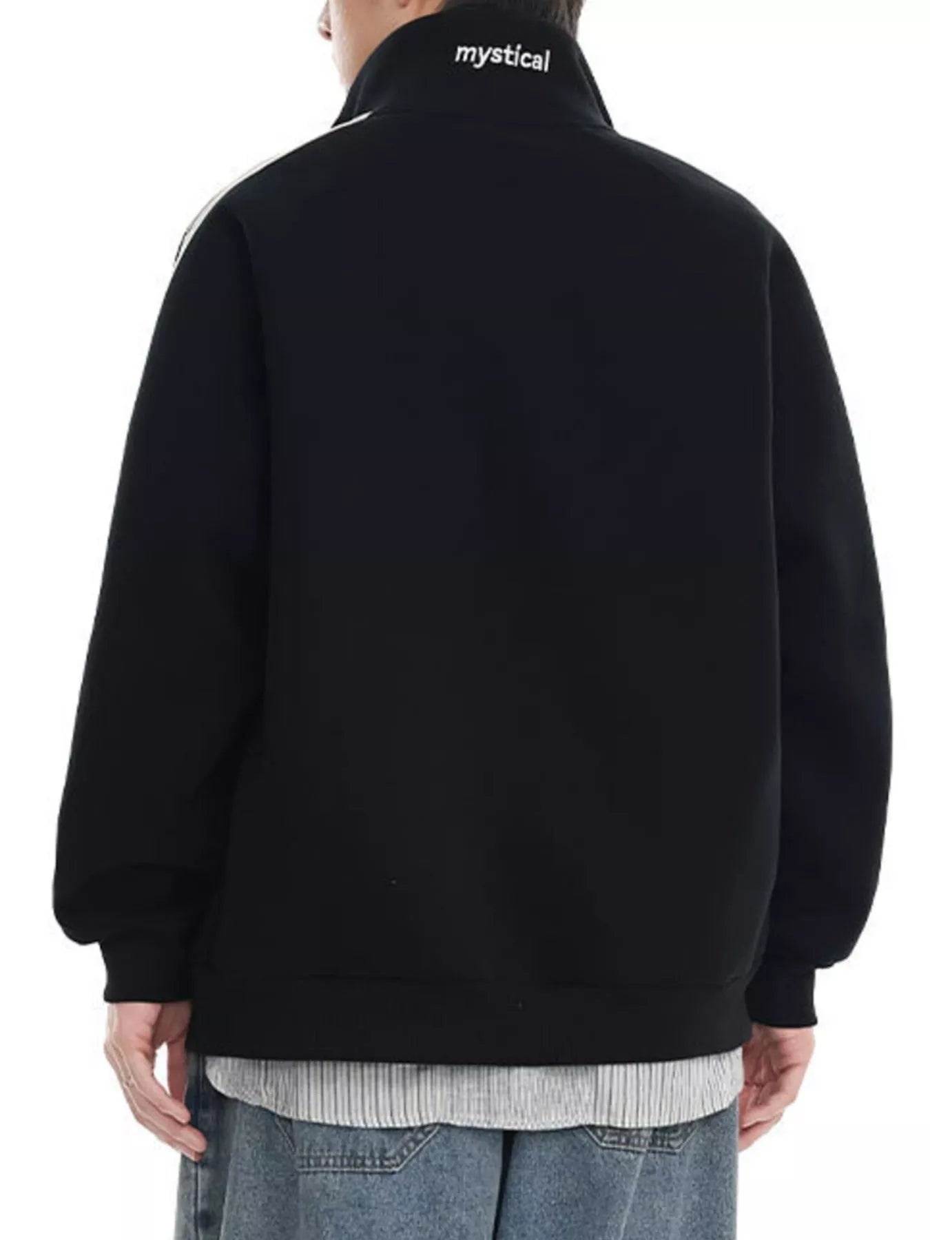Men's Plus Size Striped Sleeve Zip-Up Sweatshirt - Farnelli