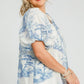 Umgee Full Size Two Tone Toile Print Top Plus Size - Farnelli