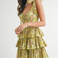 MABLE Floral Print Shoulder Tie Layered Mini Dress - Farnelli
