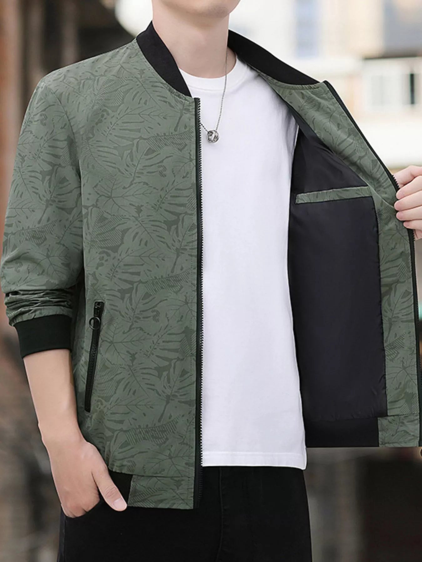 Men's Plus Size Zip Up Lightweight Bomber Jacket - Farnelli