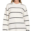 Zenana Round Neck Stripe Sweater - IVORY/BLACK