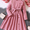 Children's Ruffled Trim Button Front Dress - Pink