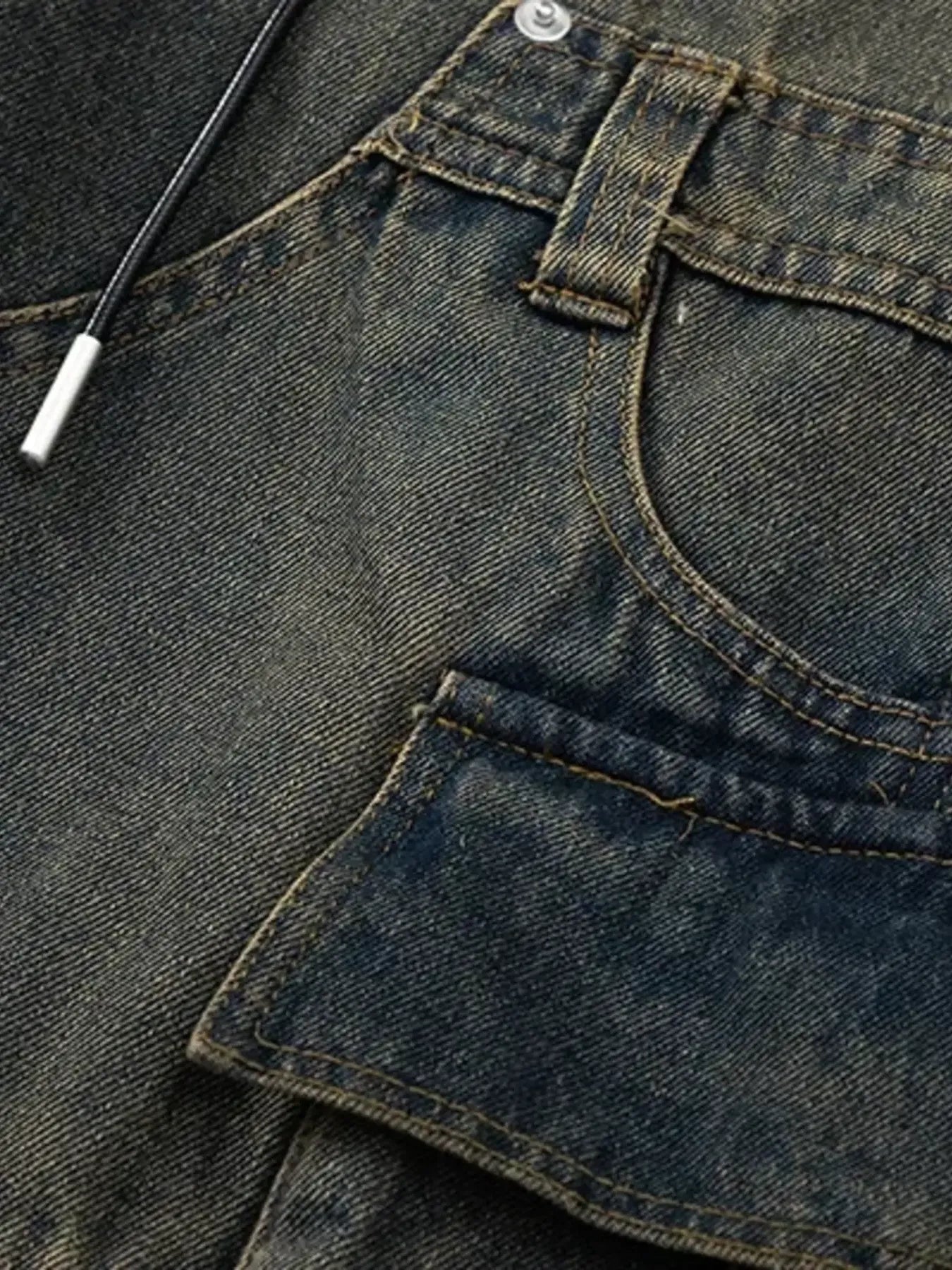 Men's Elastic Waist Washed Cargo Jeans - Farnelli