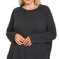 Zenana Full Size Exposed Seam Long Sleeve Corded Rib Knit Top Plus Size - Farnelli