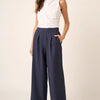 Mittoshop Inverted Pleat Detail Wide Leg Pants - Dark Navy