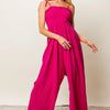 BiBi Texture Smocked Sleeveless Jumpsuit - FUCHSIA