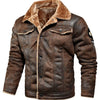 Men's Plus Size Shearling Lined Zip Up Jacket - Coffee