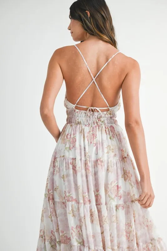 MABLE Floral Print Tiered Cami Maxi Dress - Farnelli
