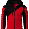 Men's Color Block Zip-Up Hoodie - Red