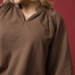 Umgee Full Size Textured Notched Balloon Sleeve Blouse Plus Size - Farnelli