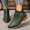 Point Toe Block Heels Boots - Green