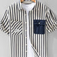 Men's Plus Size Striped Button Up Short Sleeve Shirt - Farnelli