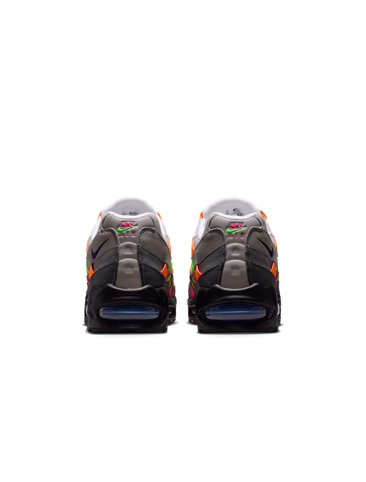 Nike men's Air Max 95 Big Bubble woven sneakers in multicolor with Hyper Pink and Green Strike accents