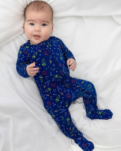 Alien Bamboo Baby Pajamas – Zipper Footie