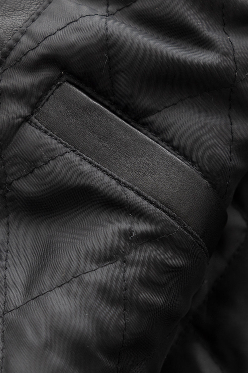 Andre men's varsity leather jacket by Whet Blu NYC, diamond liner view