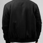 Back view of Whet Blu NYC Andre men's varsity leather jacket in black and white