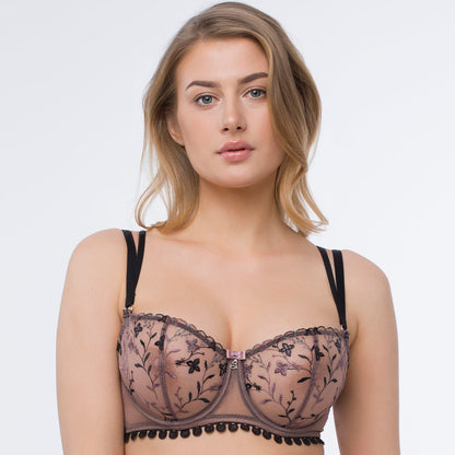 Samanta Antinea Black Transparent Embroidered Balconette Bra-0