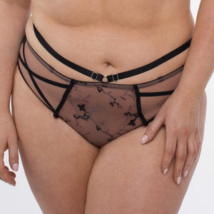 Samanta Antinea Black Transparent Tulle Embroidered Bikini Panty-1