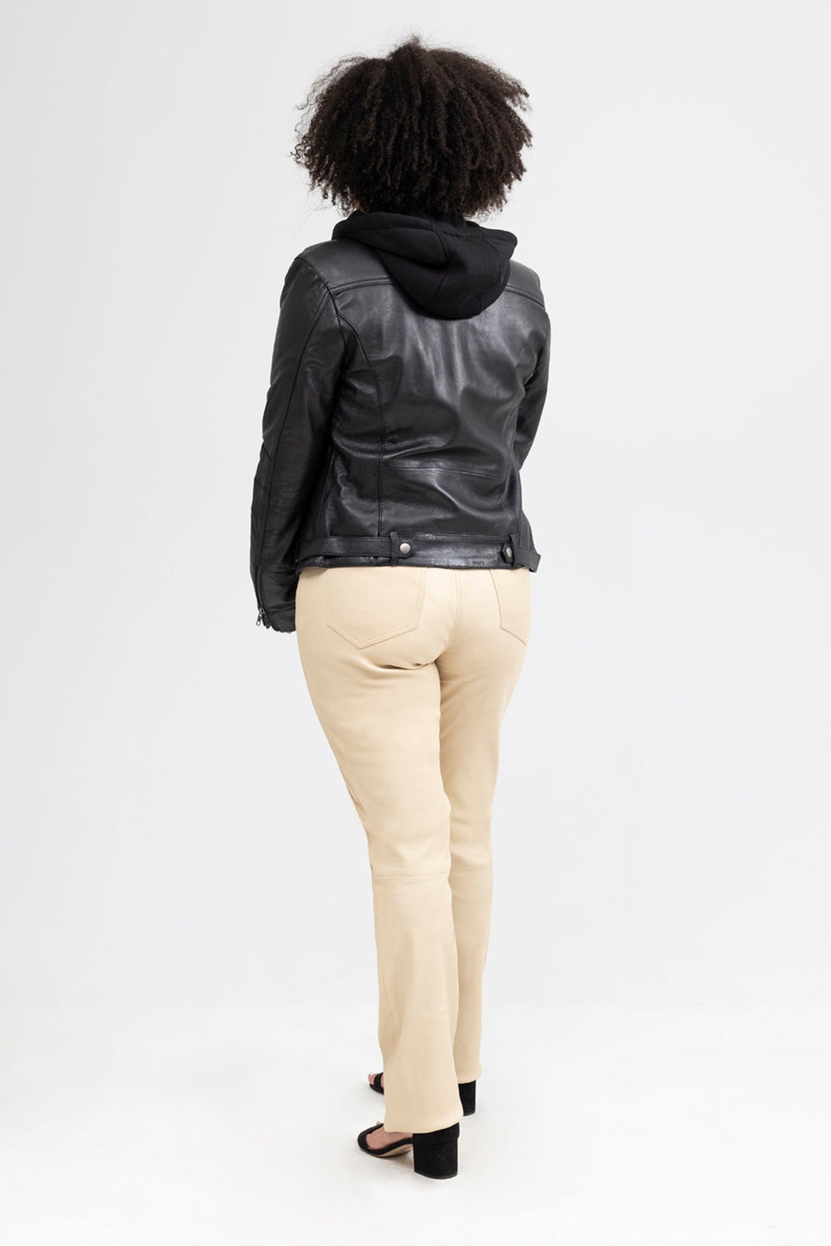 Back view of Whet Blu NYC April women's lambskin fashion leather jacket