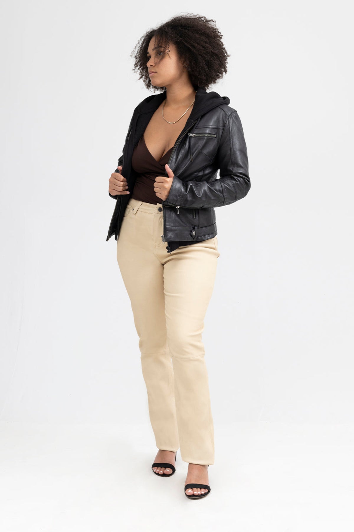 Whet Blu NYC April women's lambskin leather jacket in a stylish fashion view