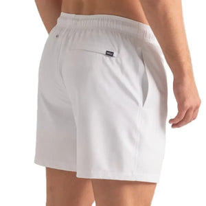 Capelle Miami Arctic White hybrid swim trunks with compression lining, solid design, back view, suitable for swimming and resort wear.