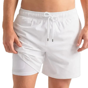 Capelle Miami Arctic White hybrid swim trunks with compression lining, designed for swimming and resort wear, featuring a solid color.