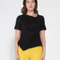 Gracia Fashion Women's Asymmetrical neck ruched detail solid top