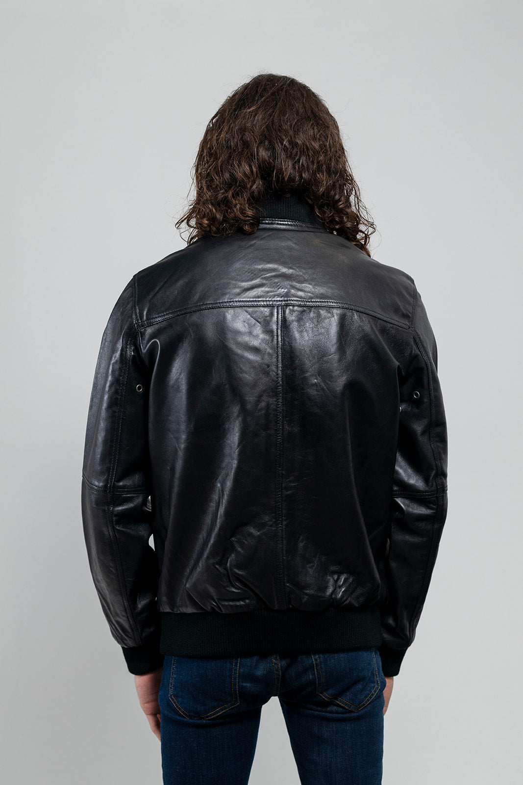 Whet Blu NYC Aviator men's bomber leather jacket, back view