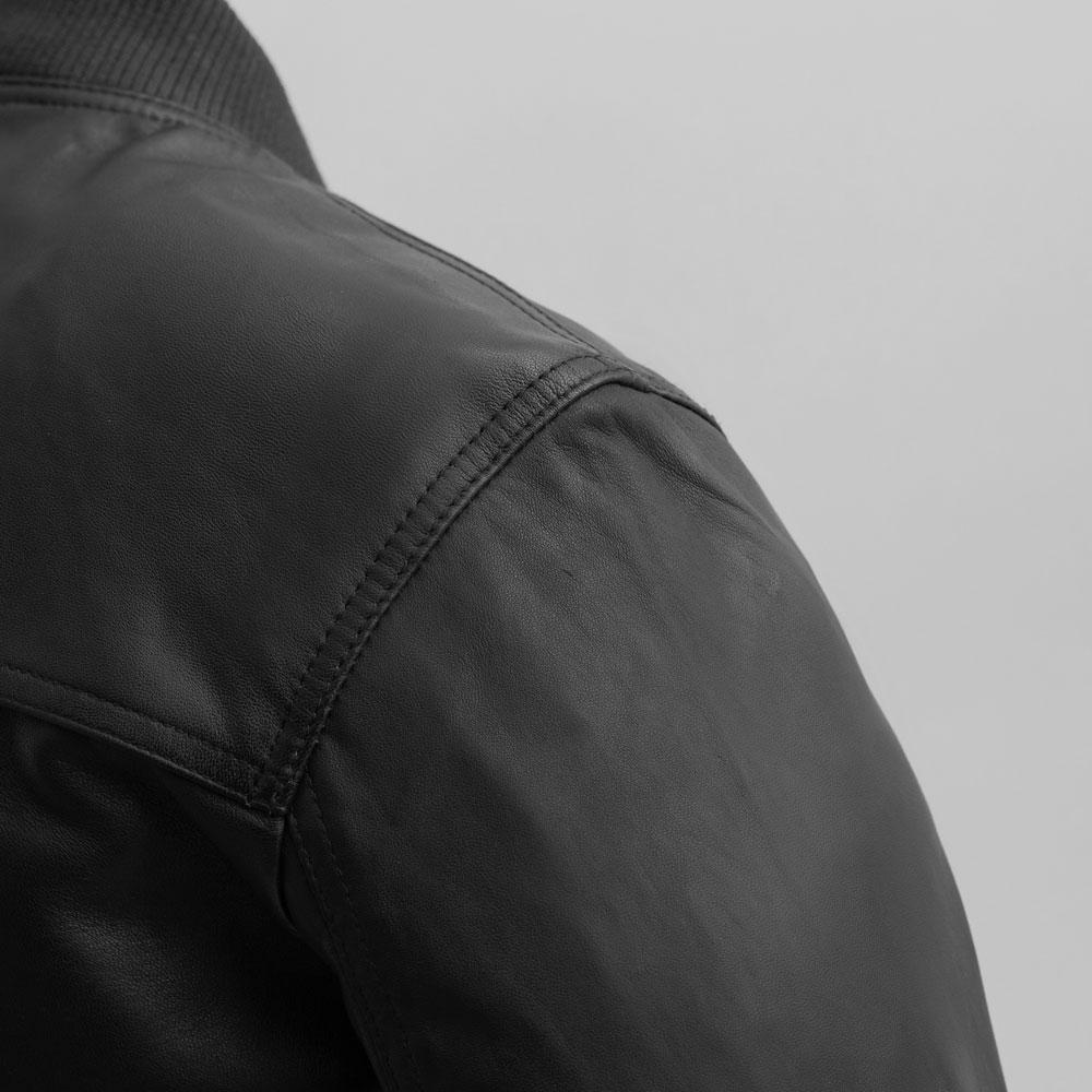 Whet Blu NYC Aviator Men's Bomber Leather Jacket, shoulder view