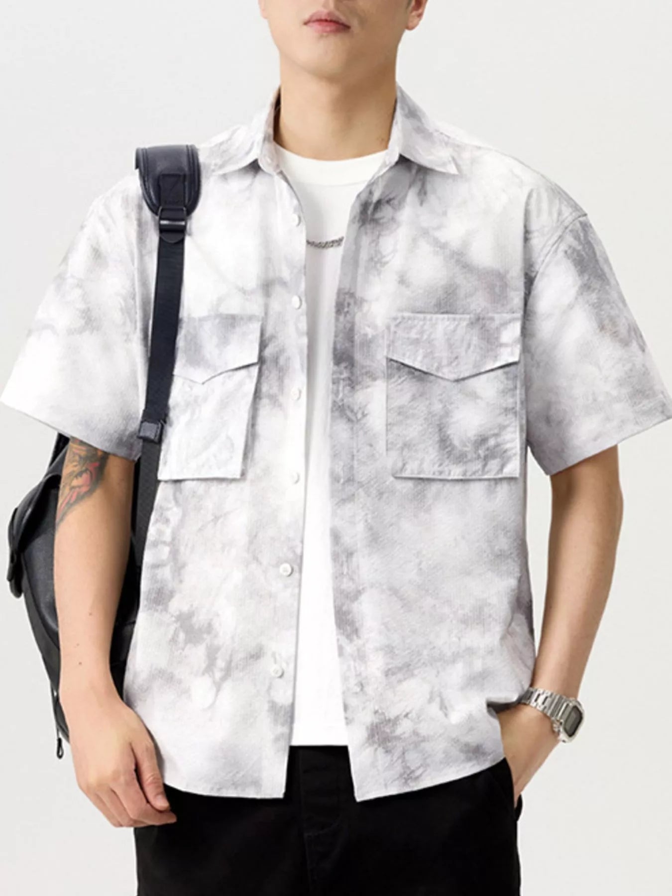 Men's Plus Size Button Up Short Sleeve Shirt - Farnelli