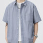 Men's Plus Size Striped Button Up Short Sleeve Shirt - Farnelli