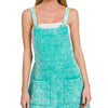 Zenana Woven Double Gauze Acid Washed Romper - TURQUOISE